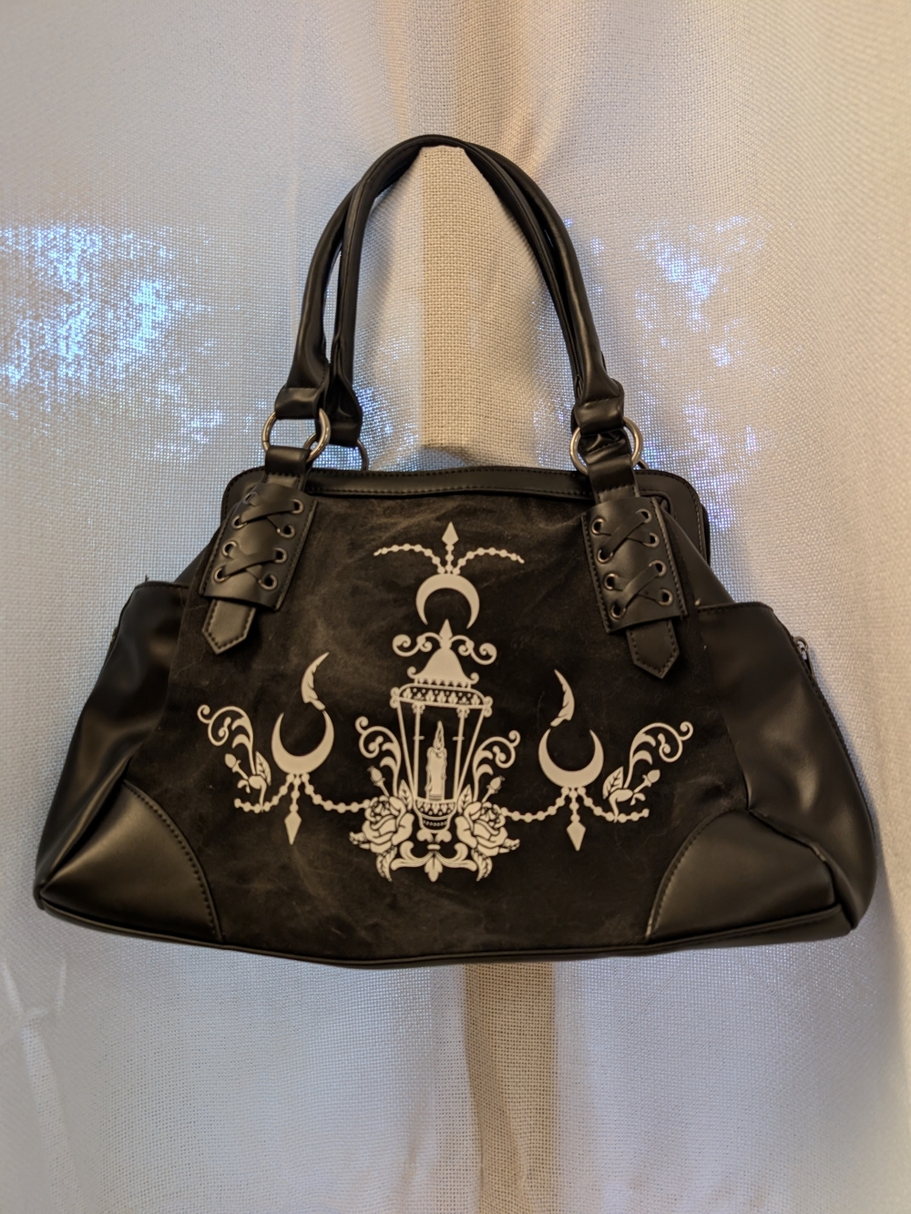 Lost Queen Goth Ornamental Shoulder Bag With Corset Detailing